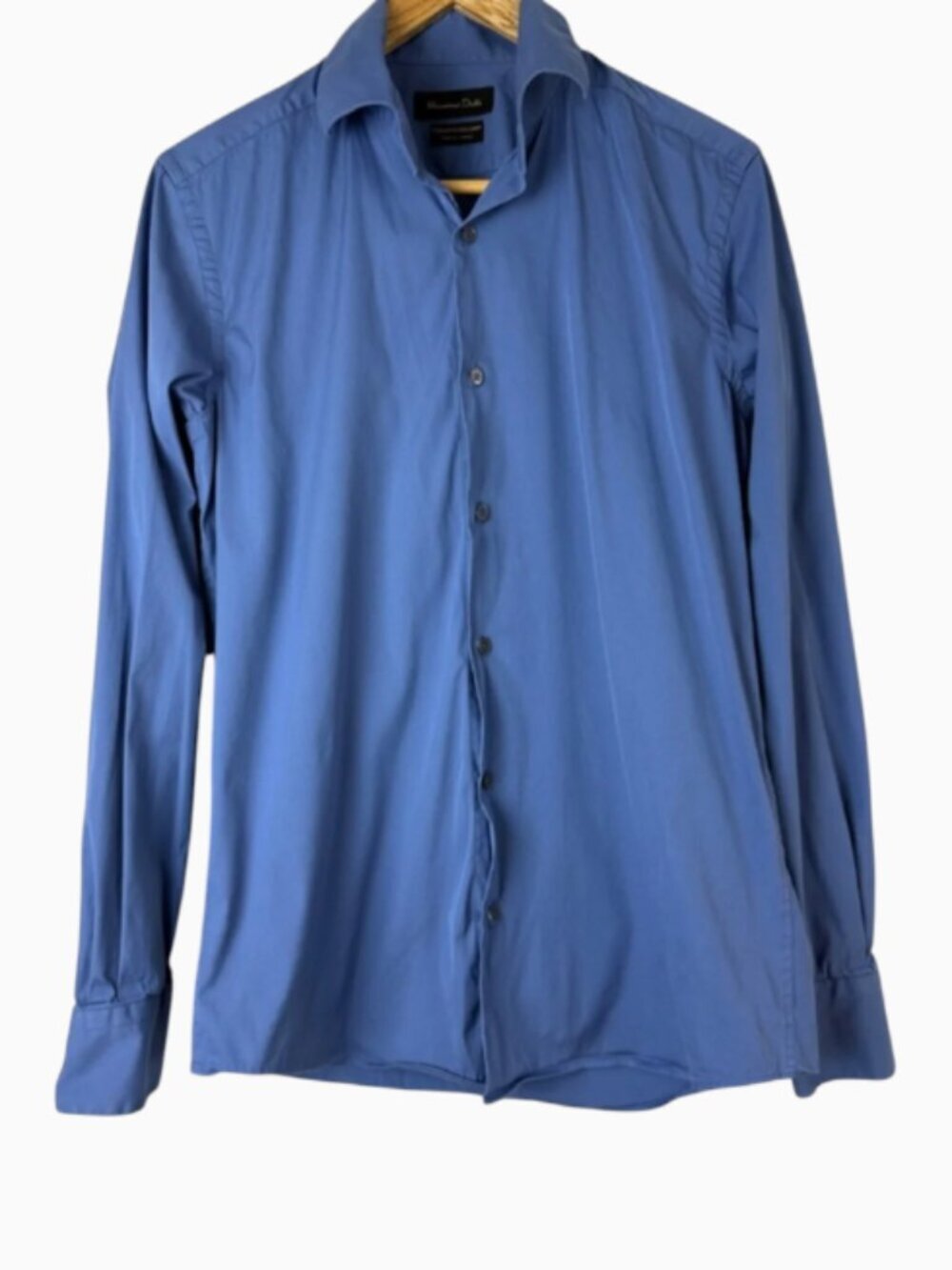 Massimo Dutti Men's Slate Blue Long-Sleeve Dress Shirt